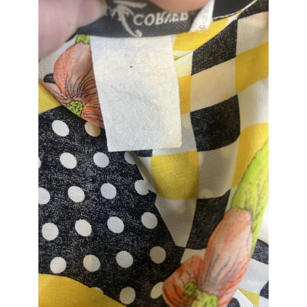 Vintage 90s Casual Corner Patchwork Floral Duster Jacket Checker Polka Dot M L - Picture 8 of 9